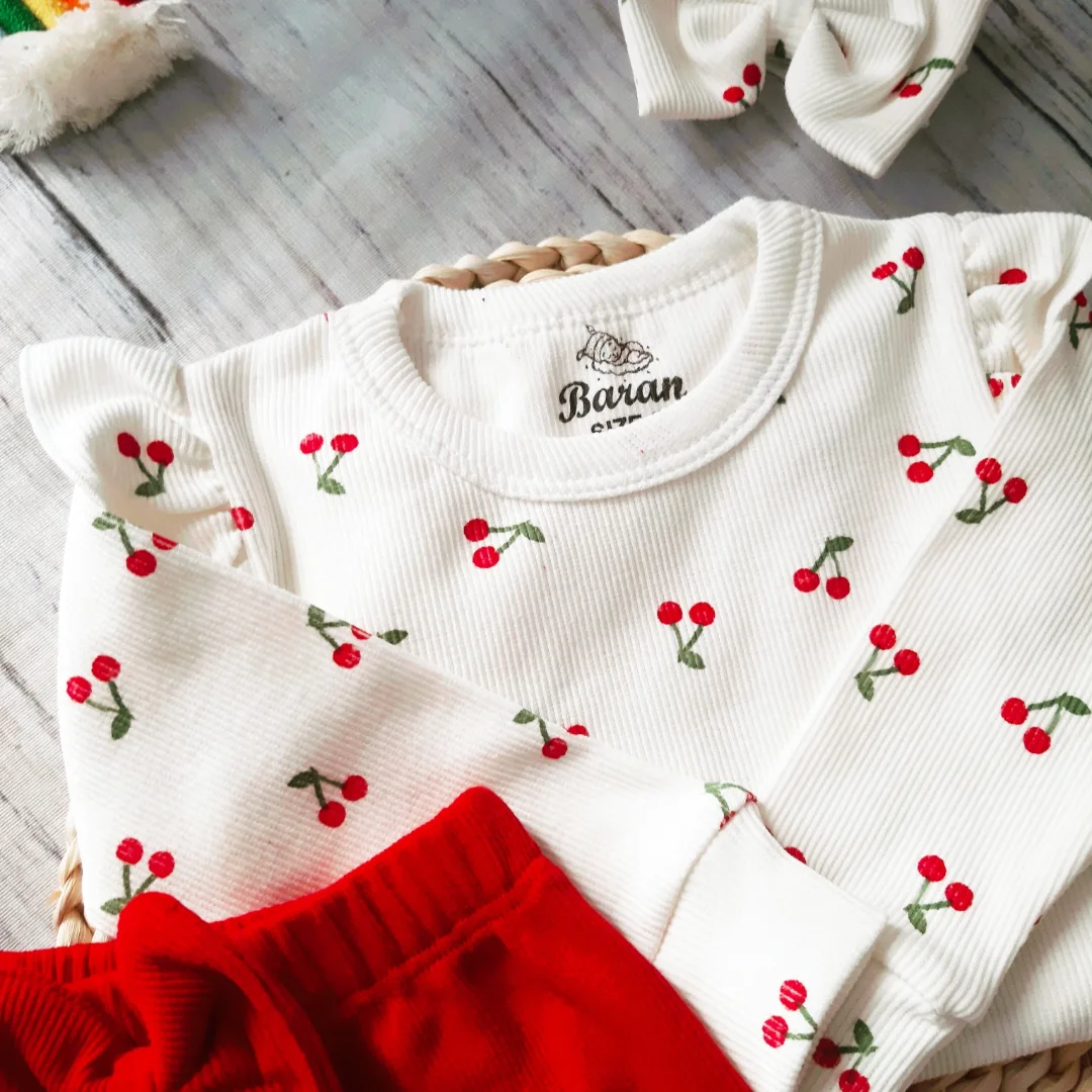 ست آلبالو  شلوار و بادی و هد کبریتی