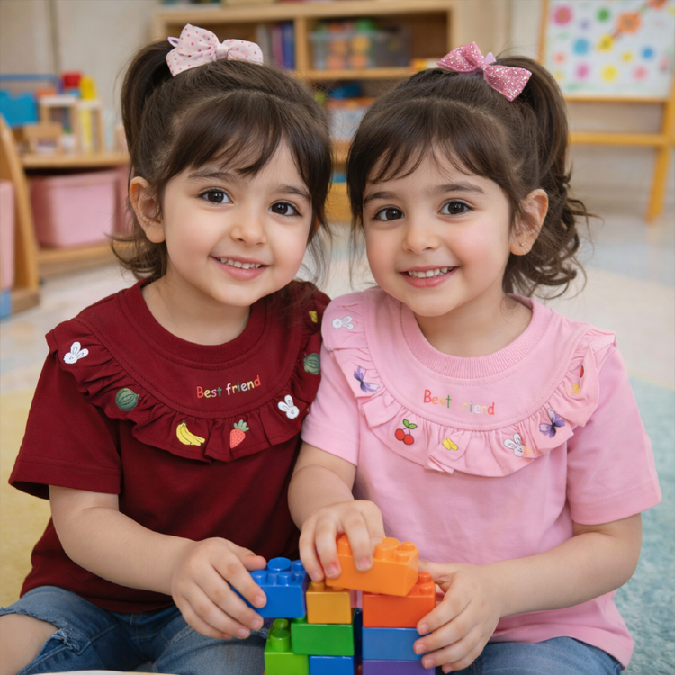 تیشرت بچگانه یقه چین چین میوه ای